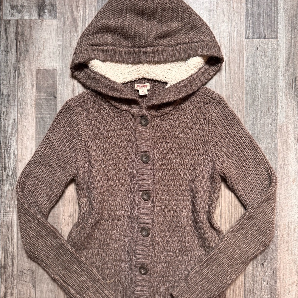 Comfy Taupe Hooded Button Sweater